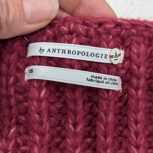 Anthropologie Ramona Cable-Knit Pullover Sweater Berry Alpaca Blend V-Neck XS - Picture 7 of 10